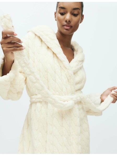 Marks & Spencer Žakárový dlouhý župan s kapucí Marks & Spencer smetanová