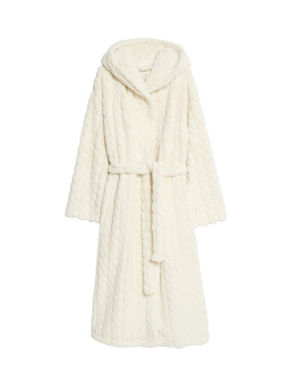 Marks & Spencer Žakárový dlouhý župan s kapucí Marks & Spencer smetanová