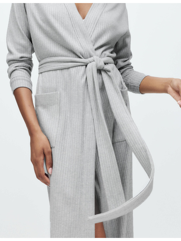 Marks & Spencer Široký žebrovaný župan Marks & Spencer šedá