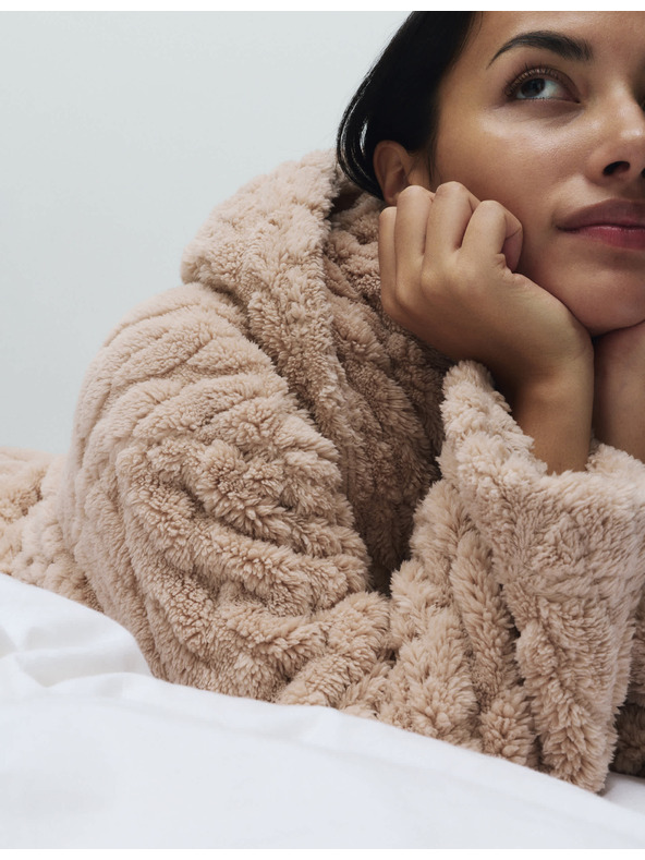 Marks & Spencer Žakárový dlouhý župan s kapucí Marks & Spencer smetanová