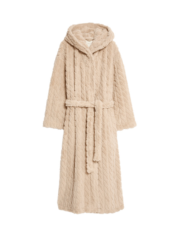 Marks & Spencer Žakárový dlouhý župan s kapucí Marks & Spencer smetanová