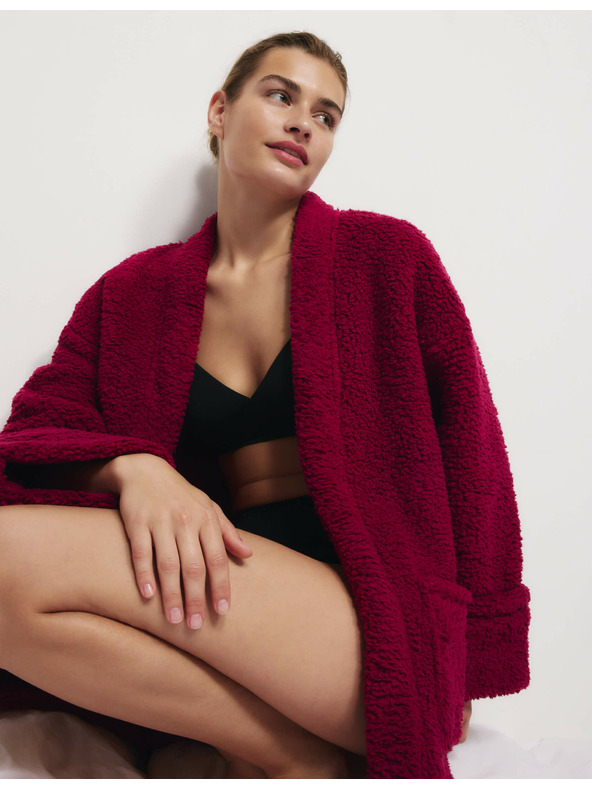 Marks & Spencer Zavinovací kardigan z umělé kožešiny s medvídkem Marks & Spencer růžová