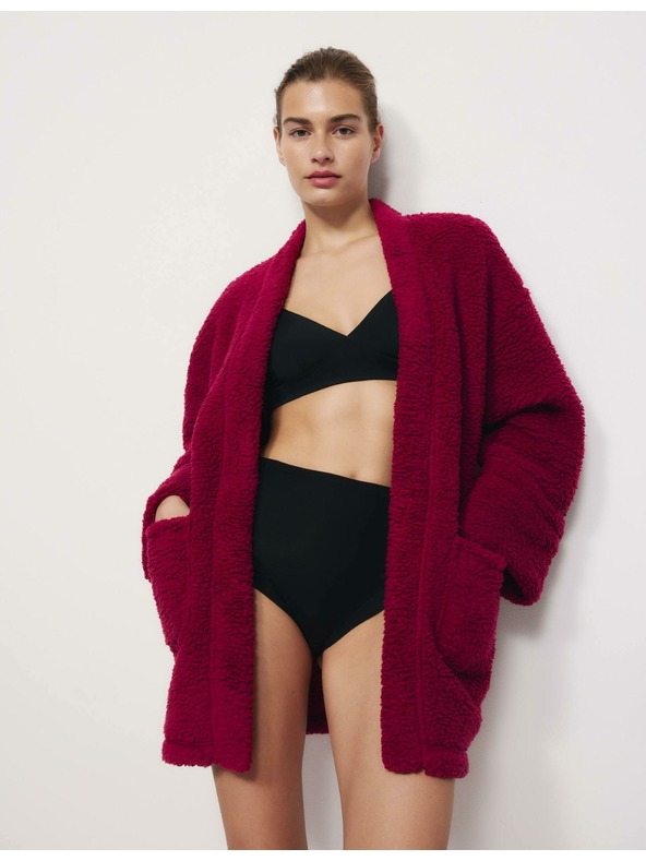 Marks & Spencer Zavinovací kardigan z umělé kožešiny s medvídkem Marks & Spencer růžová