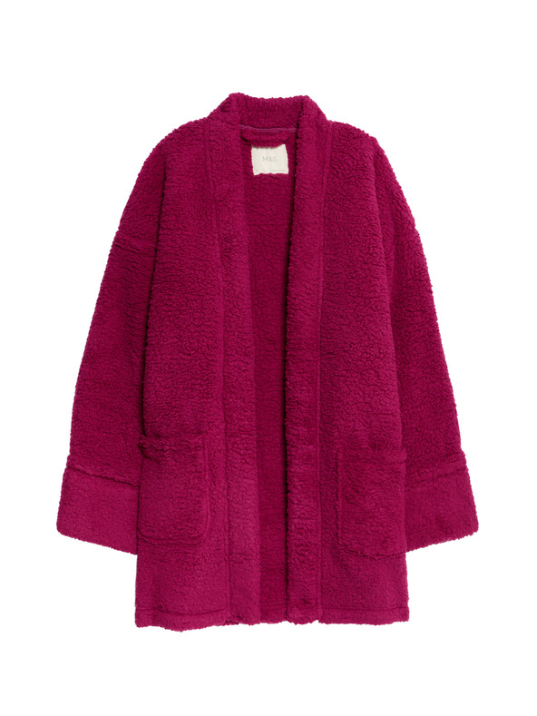 Marks & Spencer Zavinovací kardigan z umělé kožešiny s medvídkem Marks & Spencer růžová