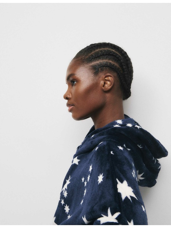Marks & Spencer Flísová mikina volného střihu s kapucí a hvězdičkovým potiskem Marks & Spencer námořnická modrá