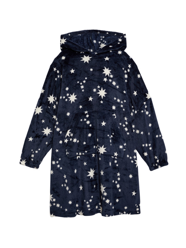 Marks & Spencer Flísová mikina volného střihu s kapucí a hvězdičkovým potiskem Marks & Spencer námořnická modrá