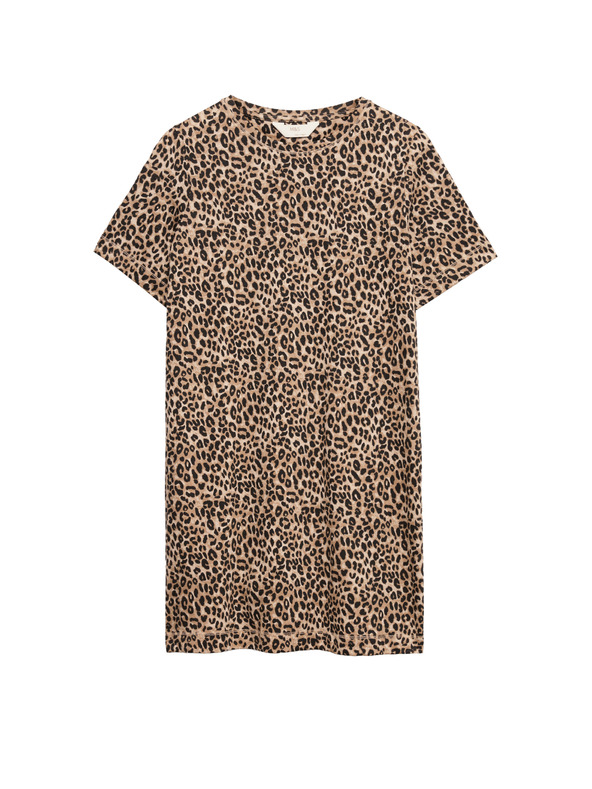 Marks & Spencer Noční košile z čisté bavlny s potiskem Marks & Spencer hnědá