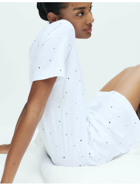 Marks & Spencer Noční košile z čisté bavlny s potiskem Marks & Spencer bílá