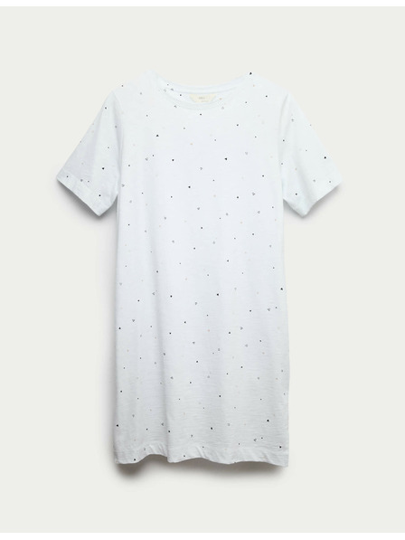 Marks & Spencer Noční košile z čisté bavlny s potiskem Marks & Spencer bílá
