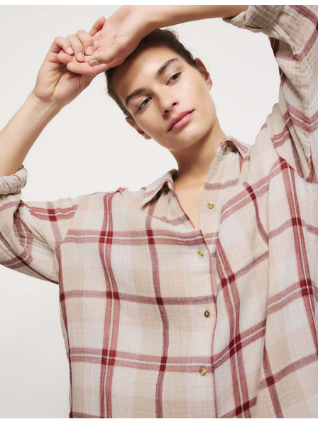 Marks & Spencer Kostkovaná noční košile z čisté bavlny Marks & Spencer růžová