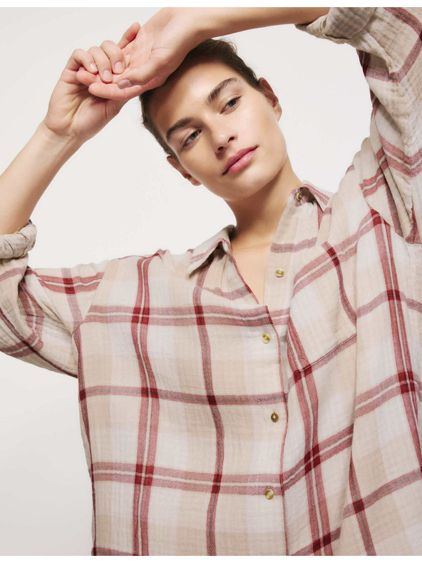 Marks & Spencer Kostkovaná noční košile z čisté bavlny Marks & Spencer růžová