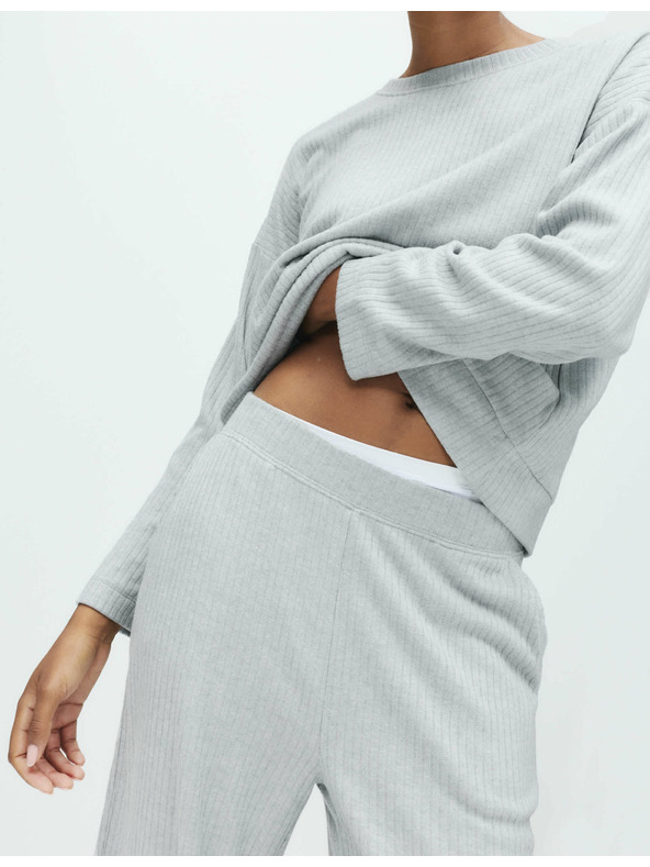 Marks & Spencer Žebrované spodní díly pyžam s širokými nohavicemi Marks & Spencer šedá