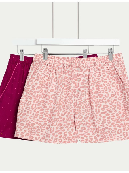 Marks & Spencer 2 ks pyžamových šortek z čisté bavlny s potiskem Marks & Spencer růžová