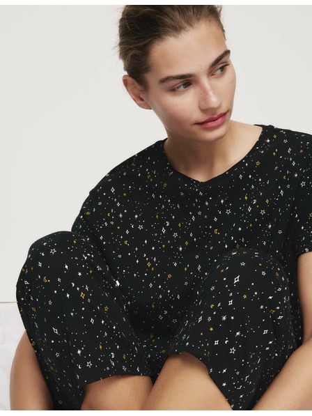 Marks & Spencer Zkrácená pyžamová souprava s vysokým podílem bavlny a potiskem Marks & Spencer černá