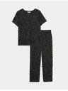 Marks & Spencer Zkrácená pyžamová souprava s vysokým podílem bavlny a potiskem Marks & Spencer černá