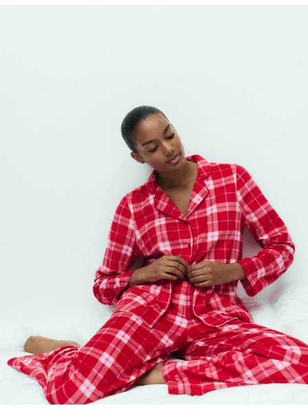 Marks & Spencer Flísová pyžamová souprava s potiskem Marks & Spencer červená
