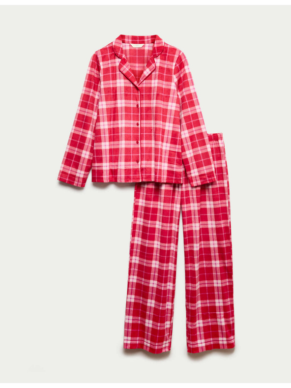 Marks & Spencer Flísová pyžamová souprava s potiskem Marks & Spencer červená