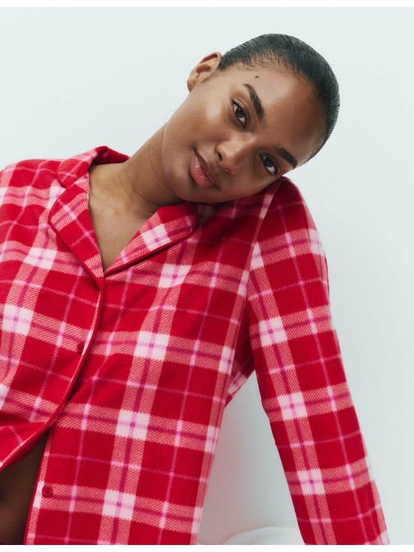 Marks & Spencer Flísová pyžamová souprava s potiskem Marks & Spencer červená