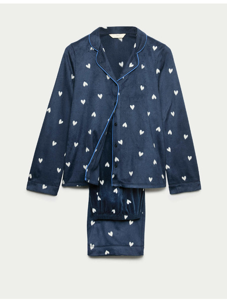 Marks & Spencer Flísová pyžamová souprava s potiskem Marks & Spencer námořnická modrá