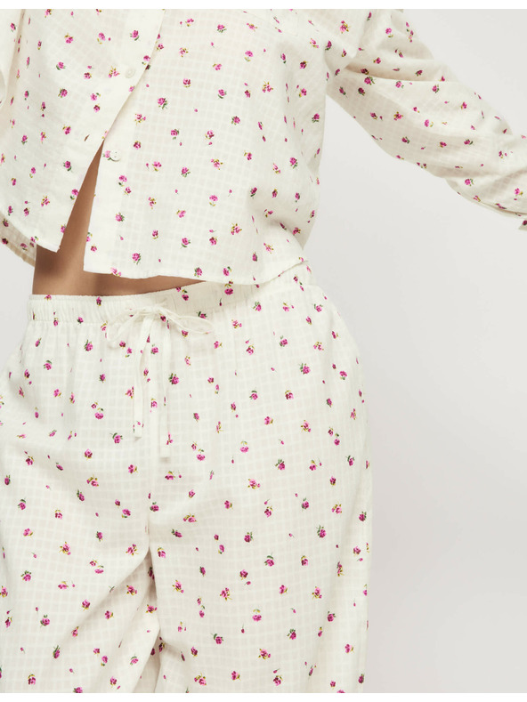 Marks & Spencer Pyžamová souprava Dobby z čisté bavlny s květinovým motivem Marks & Spencer smetanová