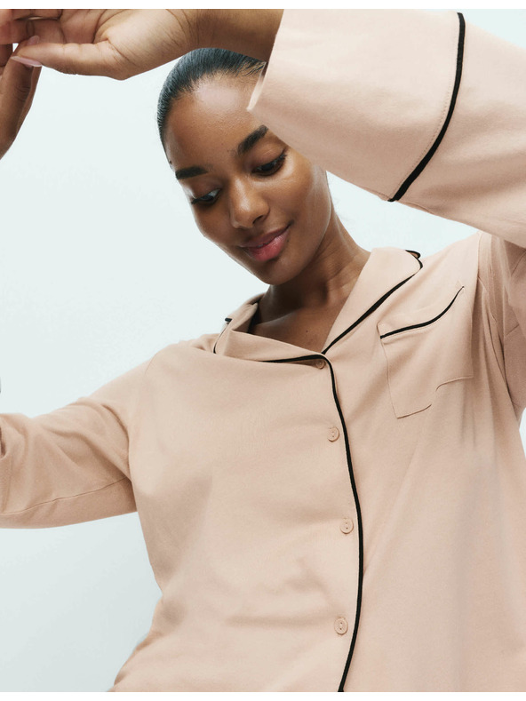 Marks & Spencer Bavlněný modalový pyžamový komplet Revere Marks & Spencer smetanová