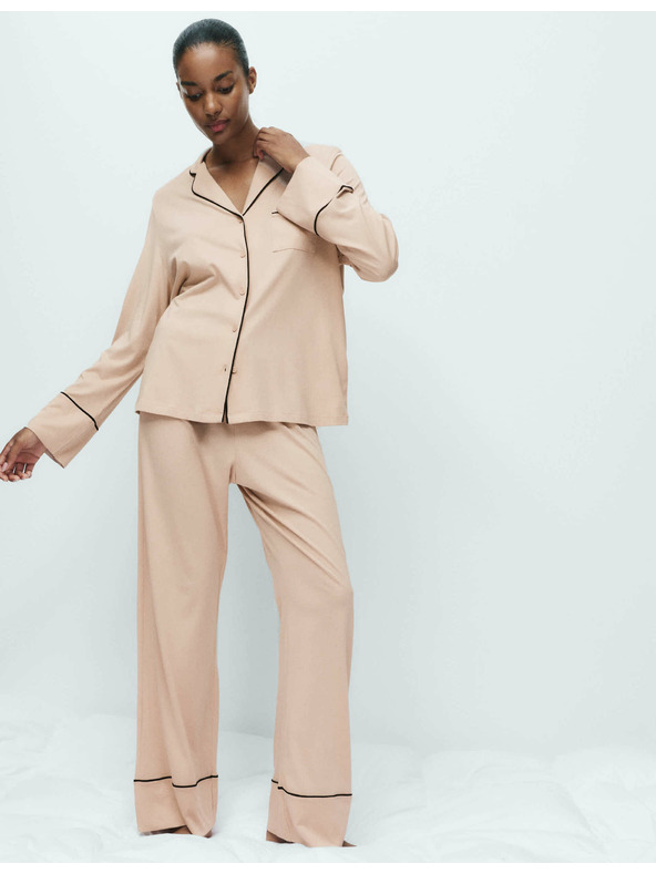 Marks & Spencer Bavlněný modalový pyžamový komplet Revere Marks & Spencer smetanová