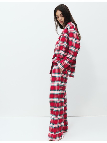 Marks & Spencer Vánoční kostkovaná domácí pyžamová souprava z čisté bavlny Marks & Spencer červená