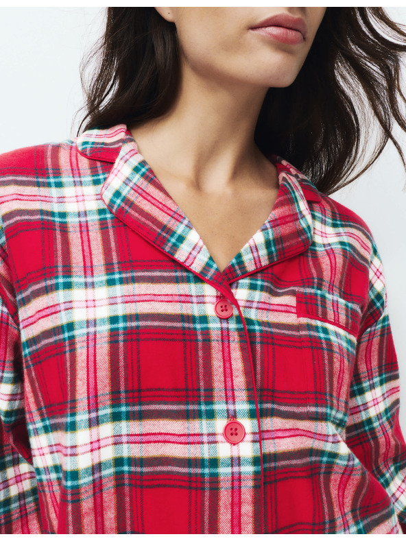 Marks & Spencer Vánoční kostkovaná domácí pyžamová souprava z čisté bavlny Marks & Spencer červená