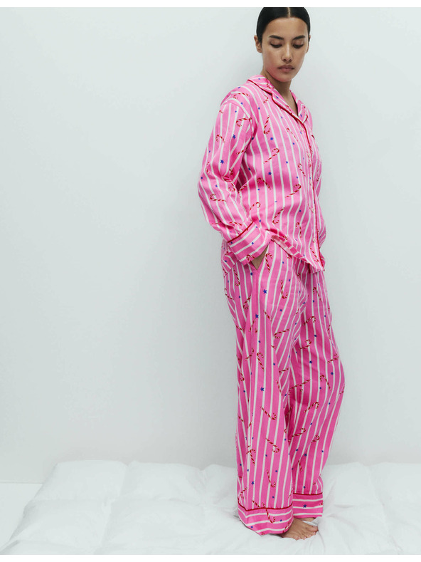 Marks & Spencer Vánoční pyžamový set z čisté bavlny s motivem lízátka Marks & Spencer růžová