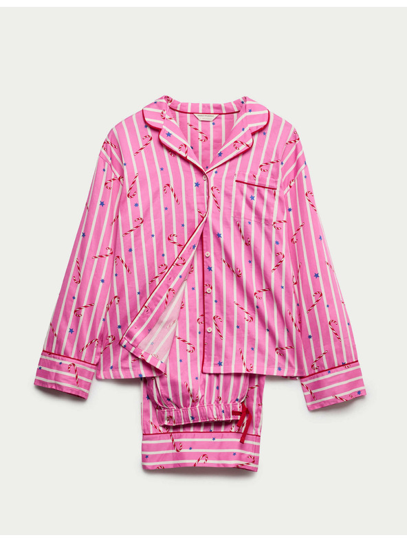 Marks & Spencer Vánoční pyžamový set z čisté bavlny s motivem lízátka Marks & Spencer růžová