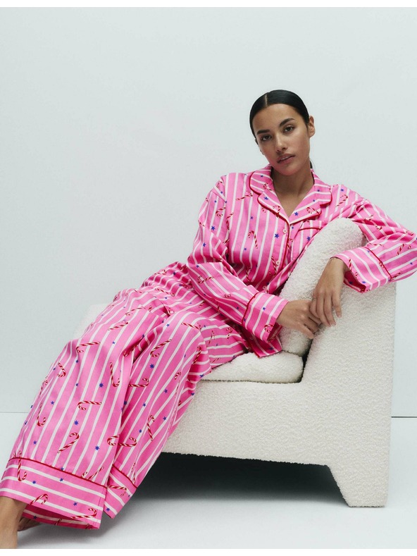 Marks & Spencer Vánoční pyžamový set z čisté bavlny s motivem lízátka Marks & Spencer růžová