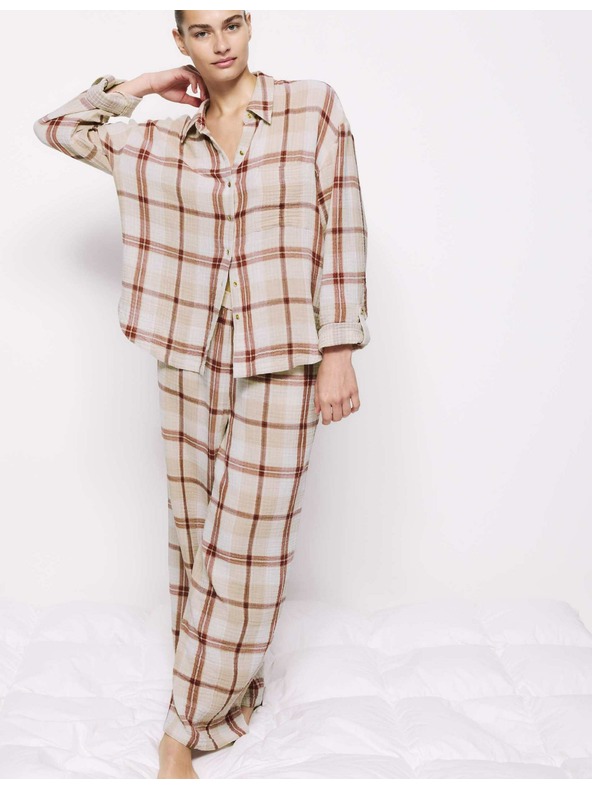 Marks & Spencer Kostkovaná pyžamová souprava z čisté bavlny Marks & Spencer růžová