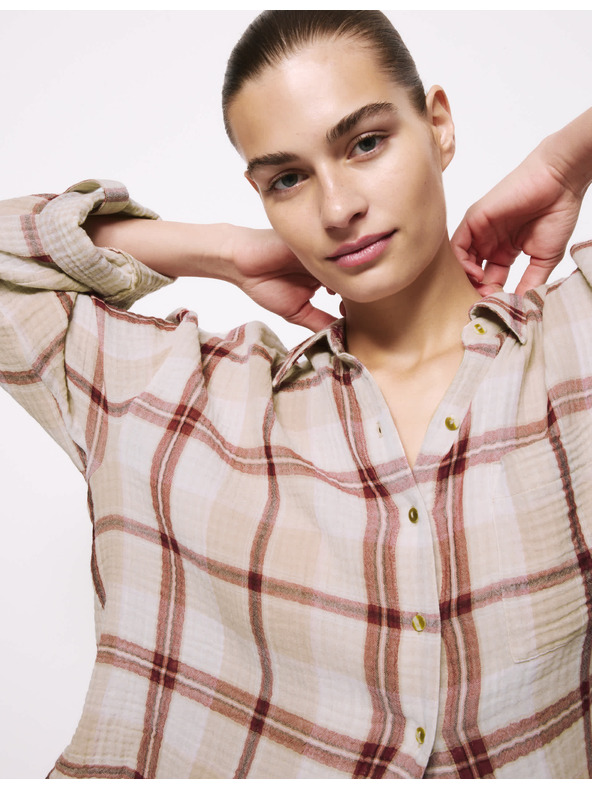 Marks & Spencer Kostkovaná pyžamová souprava z čisté bavlny Marks & Spencer růžová