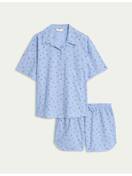 Marks & Spencer Krátká květovaná souprava, z čisté bavlny a hrubého batistu Marks & Spencer modrá