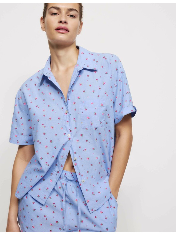 Marks & Spencer Krátká květovaná souprava, z čisté bavlny a hrubého batistu Marks & Spencer modrá