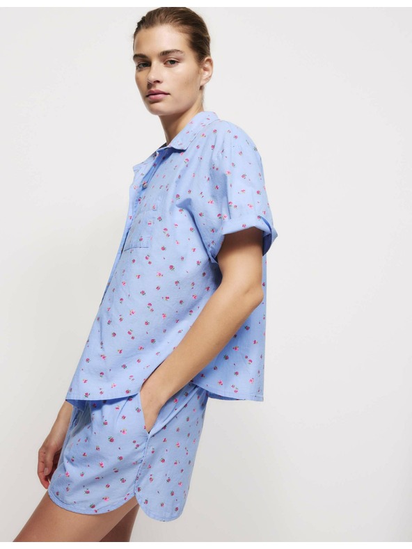 Marks & Spencer Krátká květovaná souprava, z čisté bavlny a hrubého batistu Marks & Spencer modrá