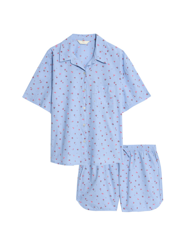 Marks & Spencer Krátká květovaná souprava, z čisté bavlny a hrubého batistu Marks & Spencer modrá