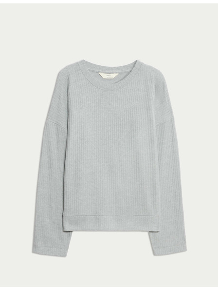 Marks & Spencer Žebrovaný pyžamový top s výstřihem ke krku a dlouhými rukávy Marks & Spencer šedá