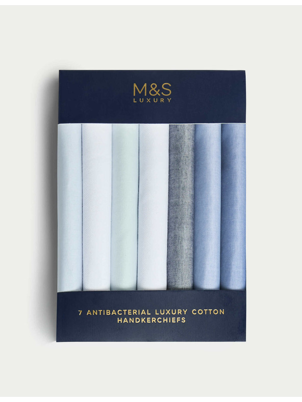 Marks & Spencer Antibakteriální kapesníky z čisté bavlny, 7 ks v balení Marks & Spencer modrá