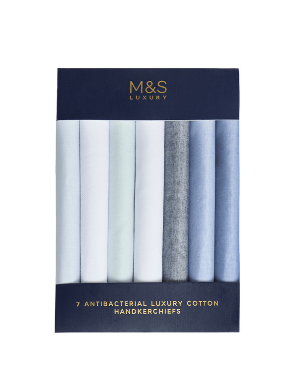 Marks & Spencer Antibakteriální kapesníky z čisté bavlny, 7 ks v balení Marks & Spencer modrá