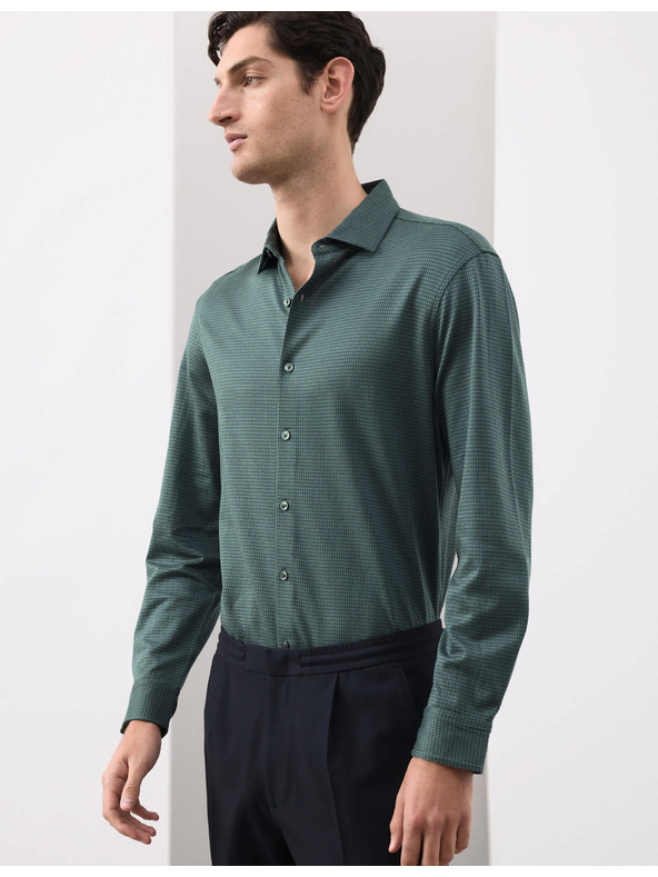 Marks & Spencer Žerzejová košile z čisté bavlny, normální střih, snadné žehlení Marks & Spencer zelená