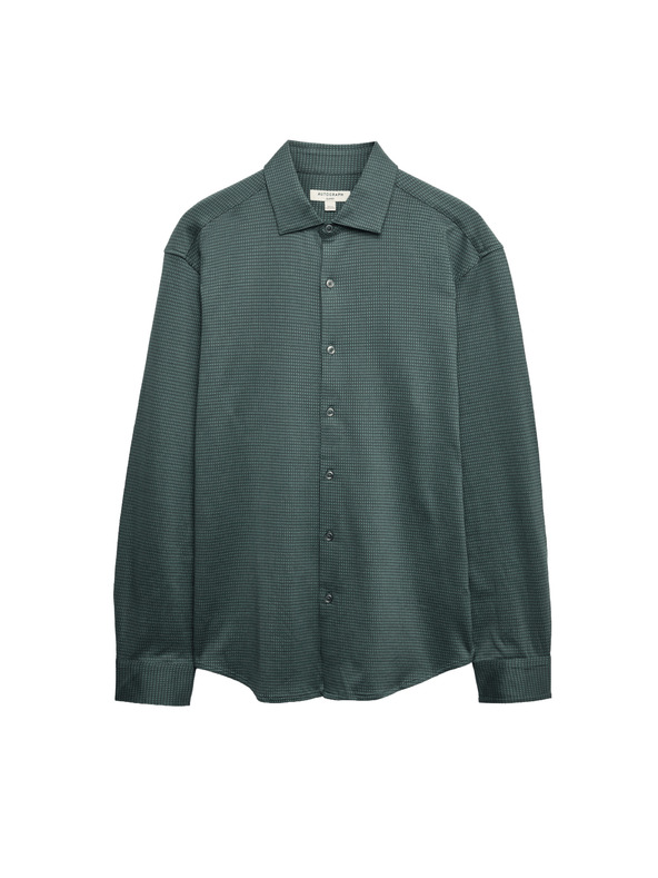 Marks & Spencer Žerzejová košile z čisté bavlny, normální střih, snadné žehlení Marks & Spencer zelená