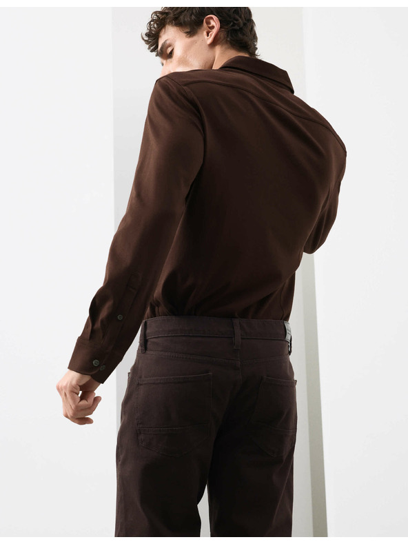 Marks & Spencer Žerzejová košile z čisté bavlny, normální střih, snadné žehlení Marks & Spencer hnědá