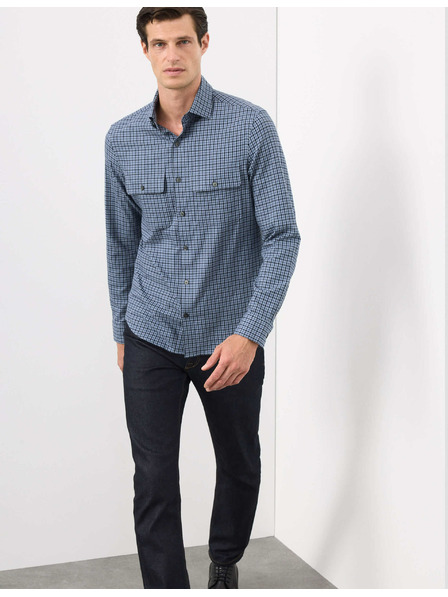 Marks & Spencer Kostkovaná košile s vysokým podílem bavlny, snadné žehlení Marks & Spencer modrá