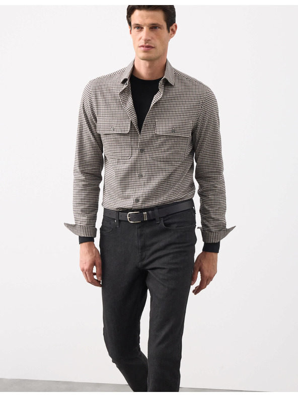 Marks & Spencer Kostkovaná košile s vysokým podílem bavlny, snadné žehlení Marks & Spencer béžová