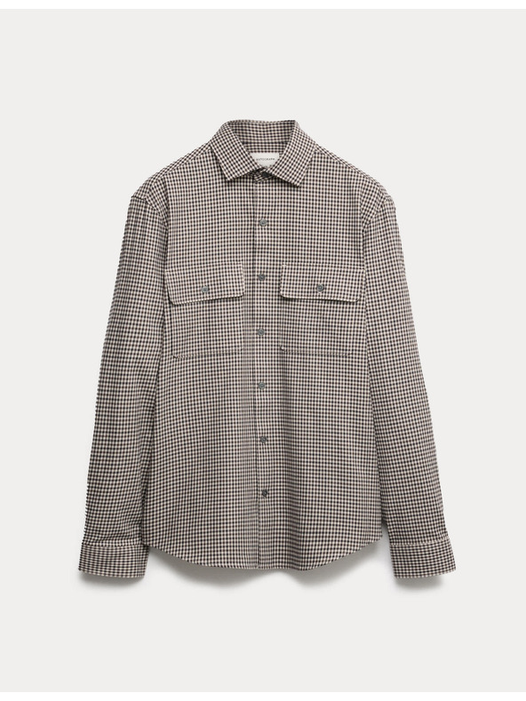 Marks & Spencer Kostkovaná košile s vysokým podílem bavlny, snadné žehlení Marks & Spencer béžová