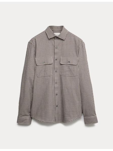 Marks & Spencer Kostkovaná košile s vysokým podílem bavlny, snadné žehlení Marks & Spencer béžová