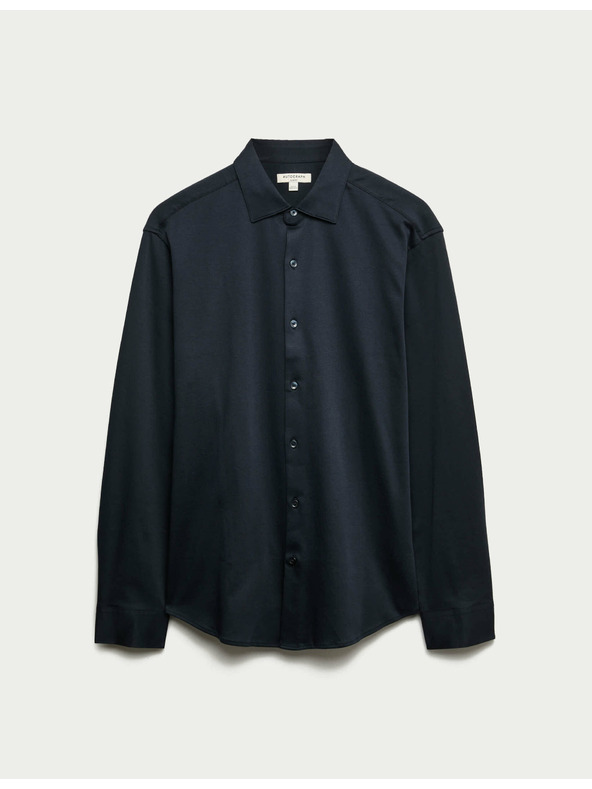 Marks & Spencer Žerzejová košile z čisté bavlny, normální střih, snadné žehlení Marks & Spencer námořnická modrá