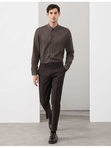 Marks & Spencer Košile s geometrickým potiskem, normální střih Marks & Spencer hnědá