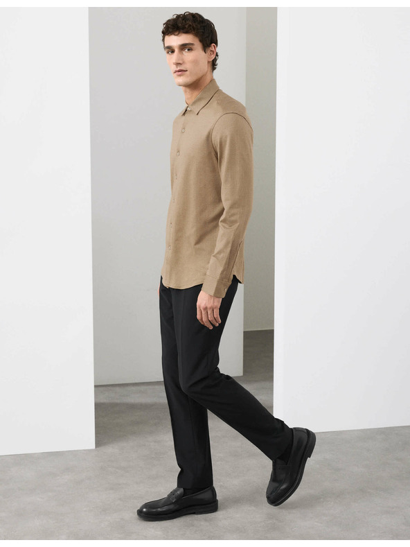 Marks & Spencer Žerzejová košile z čisté bavlny, normální střih, snadné žehlení Marks & Spencer béžová